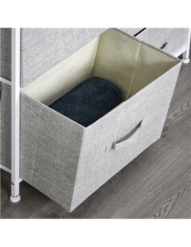 HOMCOM 5 Drawer Linen Storage Chest Home Organisation w/ Shelf Handles Metal Frame Adjustable Feet Hallway Home Dresser Grey 850