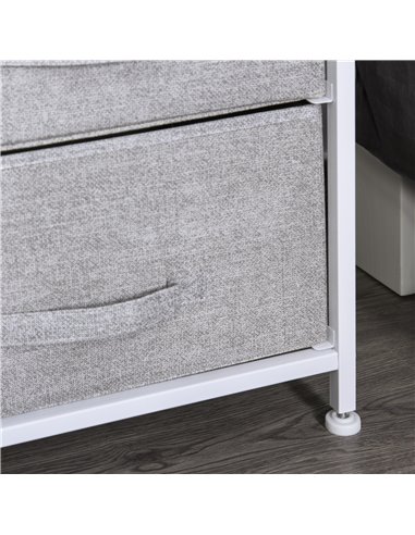 HOMCOM 5 Drawer Linen Storage Chest Home Organisation w/ Shelf Handles Metal Frame Adjustable Feet Hallway Home Dresser Grey 850