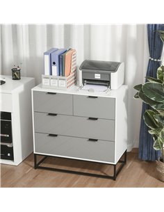 HOMCOM Chest of Drawers, Freestanding Dresser, White & Grey 838-052 2
