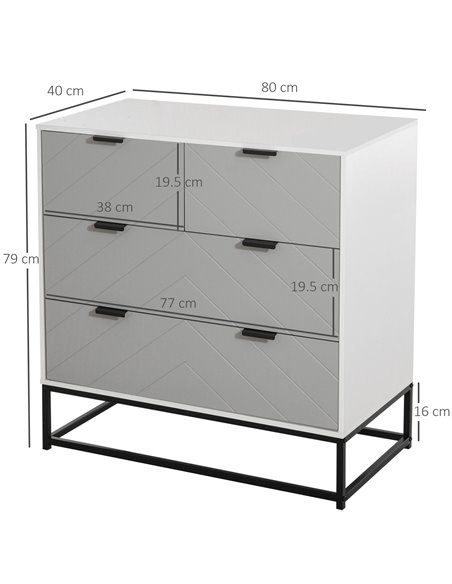 HOMCOM Chest of Drawers, Freestanding Dresser, White & Grey 838-052 - pic 34241 | FastDaddyshop
