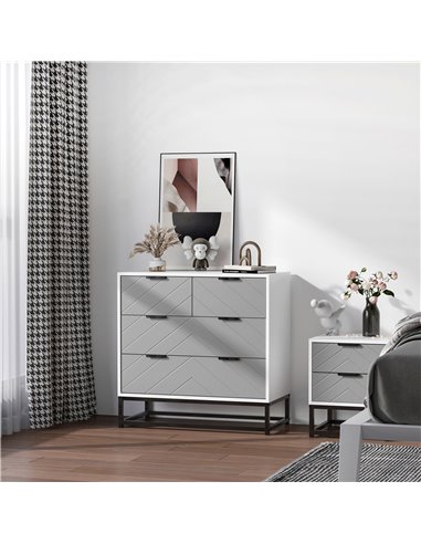 HOMCOM Chest of Drawers with Metal Handles Freestanding Dresser for Bedroom, Living Room 838-052