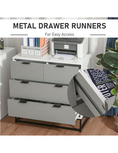 HOMCOM Chest of Drawers with Metal Handles Freestanding Dresser for Bedroom, Living Room 838-052