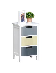 HOMCOM 3 Drawer Storage Tower, Dresser Chest with Wood Top, Multicolor 838-057