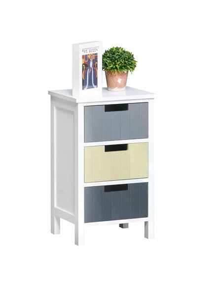 HOMCOM 3 Drawer Storage Tower, Dresser Chest with Wood Top, Multicolor 838-057 - pic 34248 | FastDaddyshop