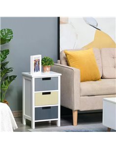 HOMCOM 3 Drawer Storage Tower, Dresser Chest with Wood Top, Multicolor 838-057 2