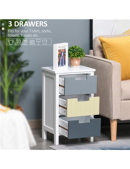 HOMCOM 3 Drawer Storage Tower, Dresser Chest with Wood Top, Organizer Unit for Closets Bedroom Nursery Room Hallway 838-057 - pic 34251 | FastDaddyshop