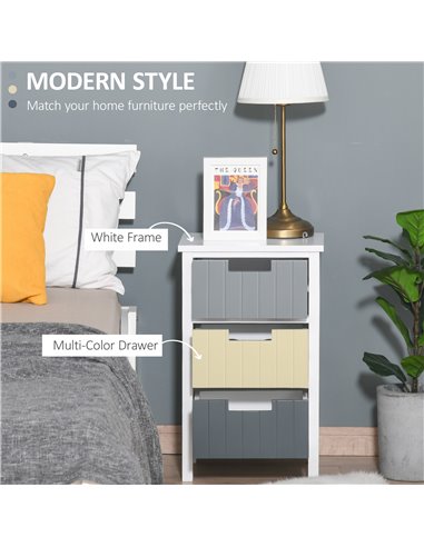 HOMCOM 3 Drawer Storage Tower, Dresser Chest with Wood Top, Organizer Unit for Closets Bedroom Nursery Room Hallway 838-057
