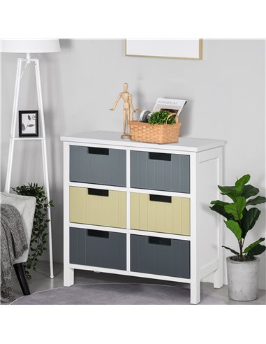 HOMCOM 6 Drawer Storage Tower, Dresser Chest, Multicolor 838-058