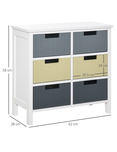 HOMCOM 6 Drawer Storage Tower, Dresser Chest, Multicolor 838-058 - pic 34259 | FastDaddyshop