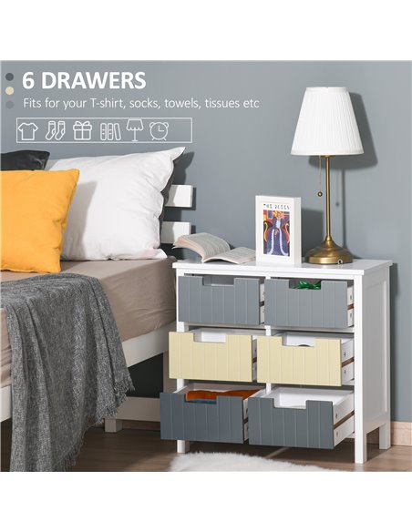 HOMCOM 6 Drawer Storage Tower, Dresser Chest with Wood Top, Organizer Unit for Closets Bedroom Nursery Room Hallway 838-058 - pic 34261 | FastDaddyshop