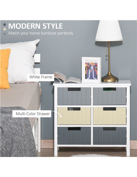 HOMCOM 6 Drawer Storage Tower, Dresser Chest with Wood Top, Organizer Unit for Closets Bedroom Nursery Room Hallway 838-058 - pic 34262 | FastDaddyshop