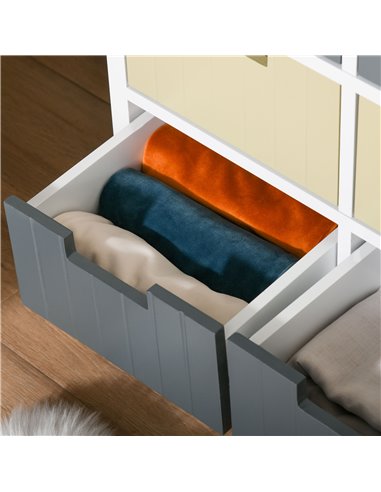 HOMCOM 6 Drawer Storage Tower, Dresser Chest with Wood Top, Organizer Unit for Closets Bedroom Nursery Room Hallway 838-058