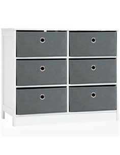 HOMCOM Chests of Drawer, Fabric Dresser with 6 Drawers, White and Grey 838-127