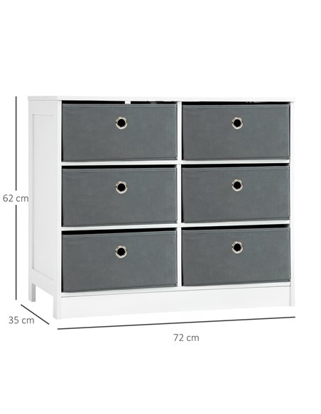 HOMCOM Chests of Drawer, Fabric Dresser with 6 Drawers, White and Grey 838-127 - pic 34268 | FastDaddyshop