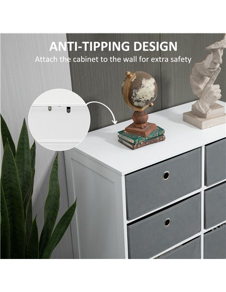 HOMCOM Chests of Drawer, Fabric Dresser Storage Cabinet with 6 Drawers for Bedroom, Living Room and Hallway, White and Grey 838- - pic 34270 | FastDaddyshop