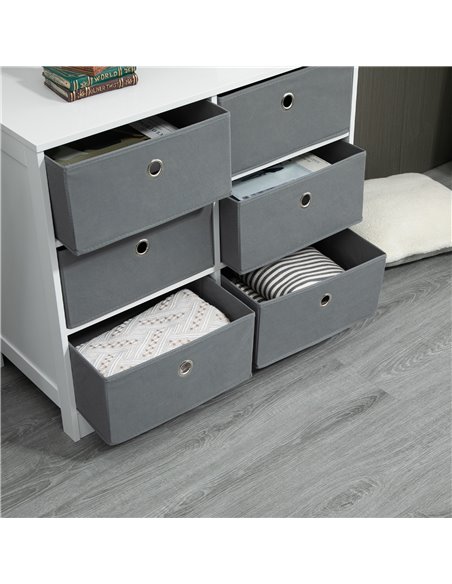HOMCOM Chests of Drawer, Fabric Dresser Storage Cabinet with 6 Drawers for Bedroom, Living Room and Hallway, White and Grey 838- - pic 34272 | FastDaddyshop