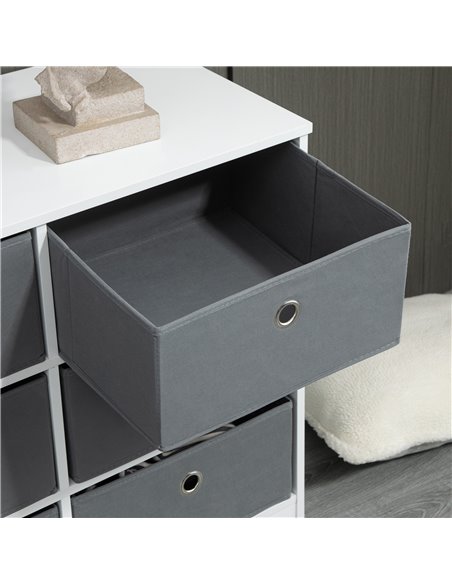 HOMCOM Chests of Drawer, Fabric Dresser Storage Cabinet with 6 Drawers for Bedroom, Living Room and Hallway, White and Grey 838- - pic 34273 | FastDaddyshop