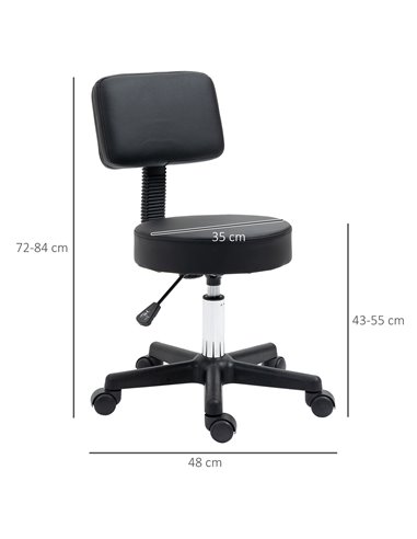 HOMCOM Swivel Salon Chair with Padded Seat Back, Black 503-023V70BK
