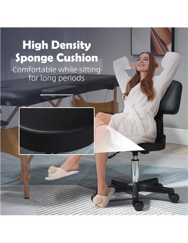 HOMCOM Swivel Salon Chair w/ Padded Seat Back 5 Wheels Adjustable Height Salon Hairdressers Tattoo Spa Rolling Black 503-023V70B