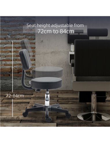 HOMCOM Swivel Salon Chair w/ Padded Seat Back 5 Wheels Adjustable Height Salon Hairdressers Tattoo Spa Rolling Black 503-023V70B
