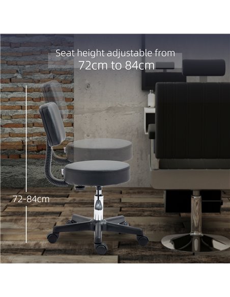 HOMCOM Swivel Salon Chair w/ Padded Seat Back 5 Wheels Adjustable Height Salon Hairdressers Tattoo Spa Rolling Black 503-023V70B - pic 34281 | FastDaddyshop