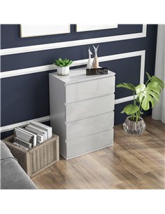 HOMCOM High Gloss 4 Drawer Chest Of Drawers, Modern Dresser, White 831-337V03WT 2