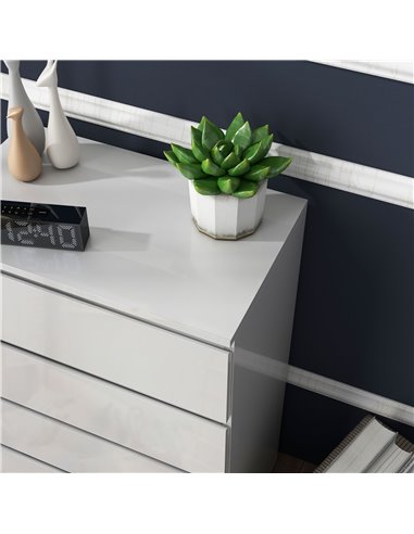 HOMCOM High Gloss 4 Drawer Chest Of Drawers,4-Drawer Storage Cabinets, Modern Dresser, Storage Drawer Unit for Bedroom, White 83