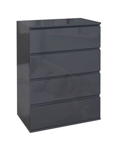HOMCOM High Gloss 4-Drawer Chest of Drawers, Modern Dresser, Grey 831-337V03GY