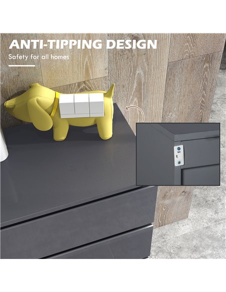 HOMCOM High Gloss Chest of Drawers, 4-Drawer Storage Cabinets, Modern Dresser, Storage Drawer Unit for Bedroom 831-337V03GY - pic 34307 | FastDaddyshop
