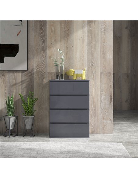 HOMCOM High Gloss Chest of Drawers, 4-Drawer Storage Cabinets, Modern Dresser, Storage Drawer Unit for Bedroom 831-337V03GY - pic 34308 | FastDaddyshop