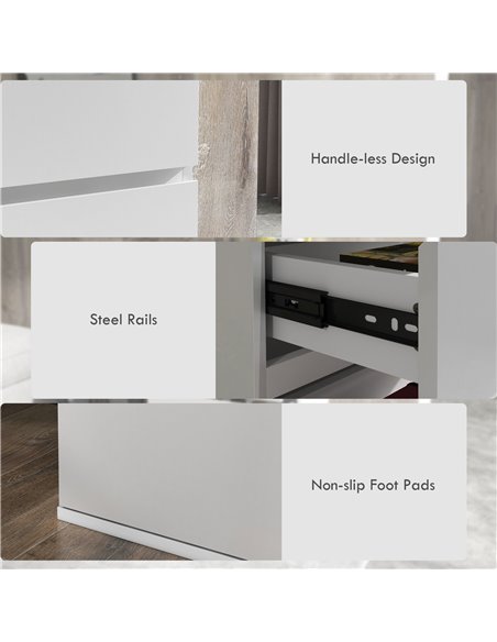 HOMCOM 5-Drawer High Gloss Chest of Drawers, Storage Cabinets, Modern Dresser, Storage Drawer Unit for Bedroom, White 831-337V04 - pic 34315 | FastDaddyshop