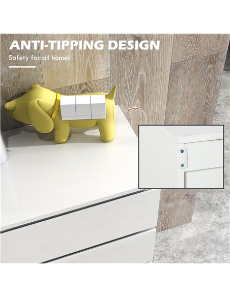 HOMCOM 5-Drawer High Gloss Chest of Drawers, Storage Cabinets, Modern Dresser, Storage Drawer Unit for Bedroom, White 831-337V04 - pic 34316 | FastDaddyshop