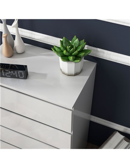 HOMCOM 5-Drawer High Gloss Chest of Drawers, Storage Cabinets, Modern Dresser, Storage Drawer Unit for Bedroom, White 831-337V04 - pic 34319 | FastDaddyshop