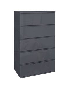 HOMCOM 5-Drawer High Gloss Chest of Drawers, Modern Dresser, Grey 831-337V04GY