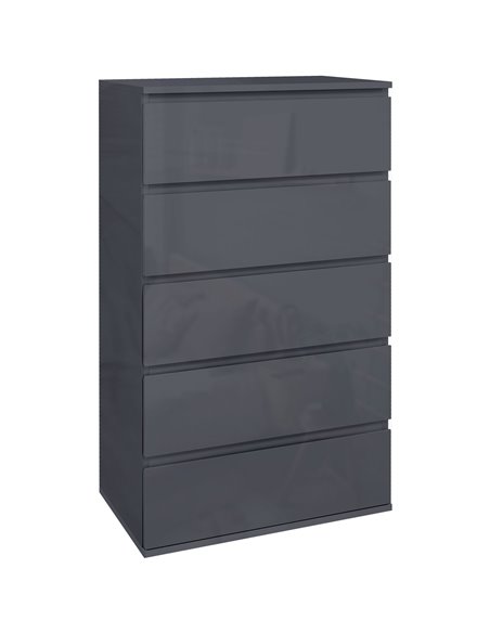 HOMCOM 5-Drawer High Gloss Chest of Drawers, Modern Dresser, Grey 831-337V04GY - pic 34320 | FastDaddyshop
