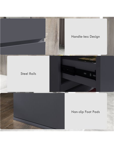 HOMCOM High Gloss Chest of Drawers, 5-Drawer Storage Cabinets, Modern Dresser, Storage Drawer Unit for Bedroom 831-337V04GY - pic 34324 | FastDaddyshop