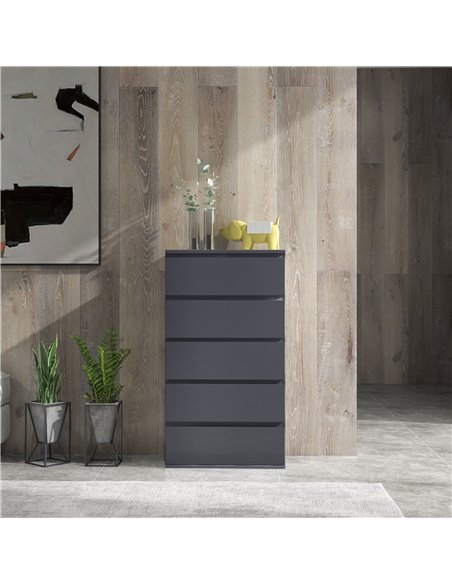 HOMCOM High Gloss Chest of Drawers, 5-Drawer Storage Cabinets, Modern Dresser, Storage Drawer Unit for Bedroom 831-337V04GY - pic 34326 | FastDaddyshop