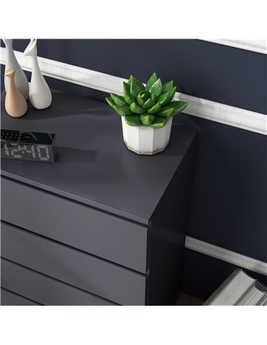 HOMCOM High Gloss Chest of Drawers, 5-Drawer Storage Cabinets, Modern Dresser, Storage Drawer Unit for Bedroom 831-337V04GY
