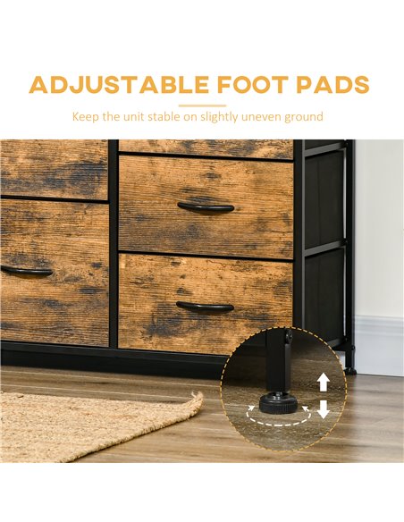 HOMCOM Bedroom Chest of Drawers, Industrial 5 Fabric Drawer Dresser with Open Shelf for Living Room, Rustic Brown 838-298V00RB - pic 34334 | FastDaddyshop