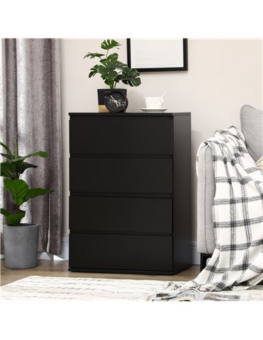 HOMCOM Chest of Drawers, 4-Drawer Modern Dresser, Black 831-337V00BK