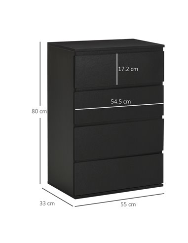 HOMCOM Chest of Drawers, 4-Drawer Modern Dresser, Black 831-337V00BK