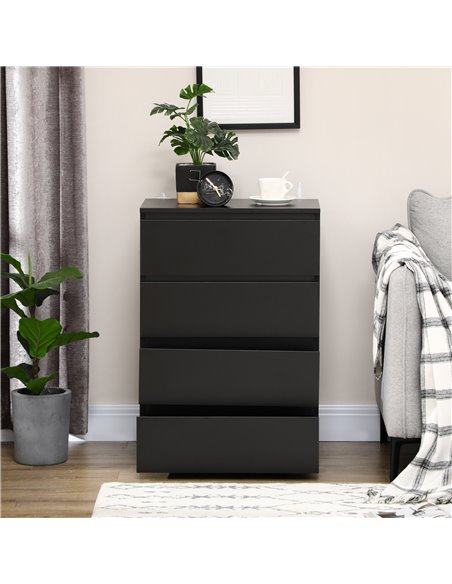HOMCOM Chest of Drawers, 4-Drawer Storage Cabinets, Modern Dresser, Storage Drawer Unit for Bedroom 831-337V00BK - pic 34343 | FastDaddyshop