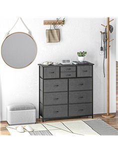 HOMCOM Chest of Drawers, 10 Drawer Dresser, Black 831-725V00BK 2