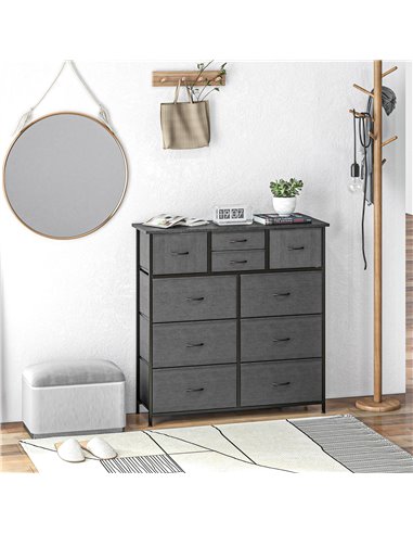 HOMCOM Chest of Drawers, 10 Drawer Dresser, Black 831-725V00BK