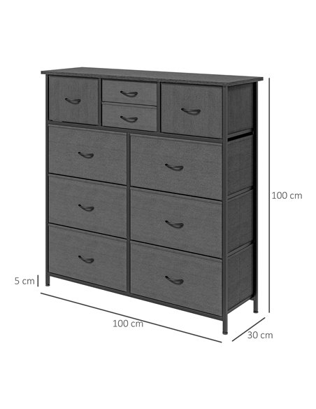 HOMCOM Chest of Drawers, 10 Drawer Dresser, Black 831-725V00BK - pic 34349 | FastDaddyshop