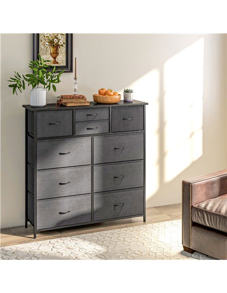 HOMCOM Bedroom Chest of Drawers, 10 Drawer Dresser with Foldable Fabric Drawers and Steel Frame, Black 831-725V00BK - pic 34353 | FastDaddyshop