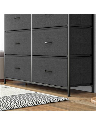 HOMCOM Bedroom Chest of Drawers, 10 Drawer Dresser with Foldable Fabric Drawers and Steel Frame, Black 831-725V00BK