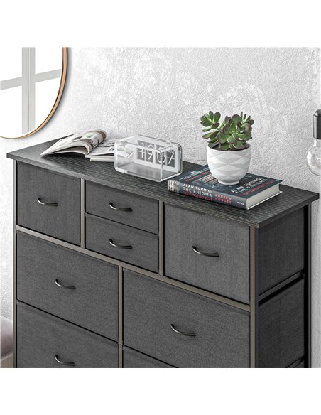 HOMCOM Bedroom Chest of Drawers, 10 Drawer Dresser with Foldable Fabric Drawers and Steel Frame, Black 831-725V00BK - pic 34355 | FastDaddyshop