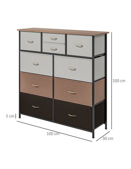 HOMCOM Chest of Drawers, 10 Drawer Dresser, Multicolour 831-725V00MX - pic 34358 | FastDaddyshop