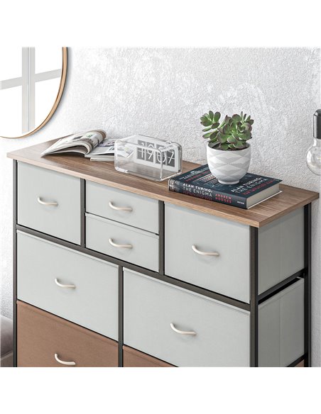 HOMCOM Bedroom Chest of Drawers, 10 Drawer Dresser with Foldable Fabric Drawers and Steel Frame, Multicolour 831-725V00MX - pic 34363 | FastDaddyshop